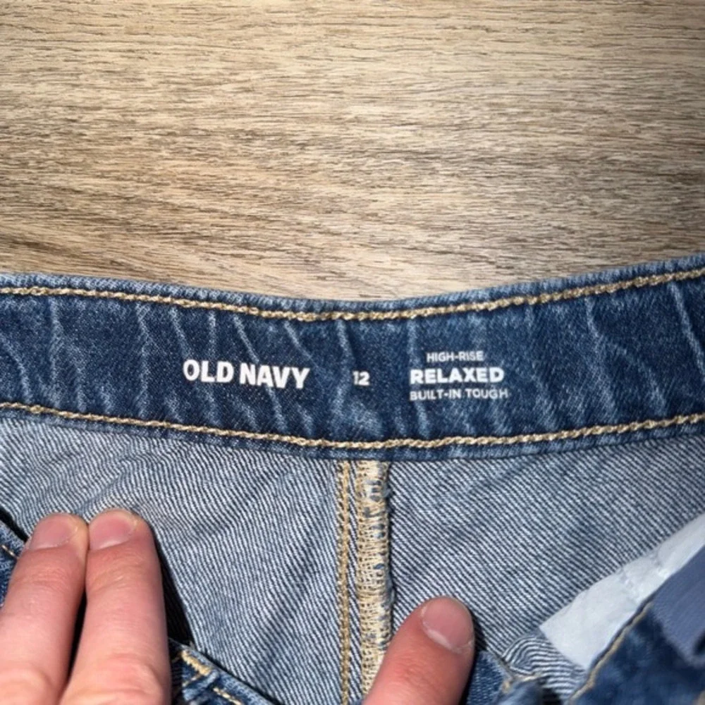 Old Navy Carpenter Jeans Kids 12 Blue Denim High Rise Relaxed‎ Built In Tough